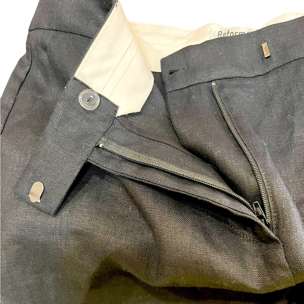 Reformation Carter Linen Wide Leg Pants Black Size 8 NWT - Picture 7 of 7